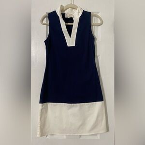 Sail to Sable Navy & White Sleeveless Collared Shift Dress XS